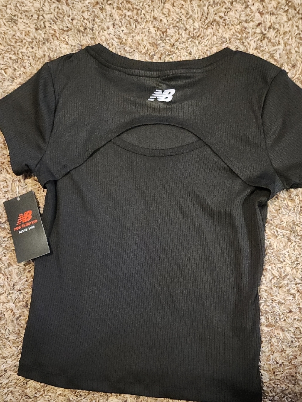 New Balance Black Ribbed Short Sleeve Tee